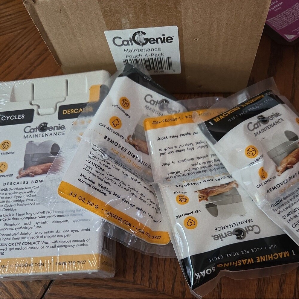 Lot of 3 CatGenie one 4 cycle descaler Maintenance Soak Cat Genie Limescale cln